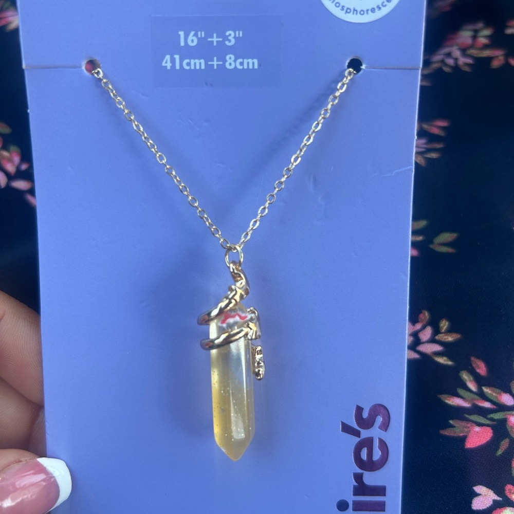 Claire's Gold Crystal Pendant Necklace